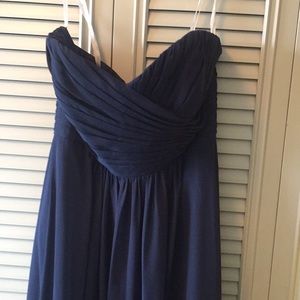 Long navy dress; perfect for bridesmaids!